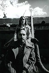 Phillips with Dennis Hopper in Taos, New Mexico, 1970, during editing of The Last Movie Dennis Hopper and Michelle Phillips, 1970.jpg