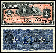 Banco Occidental (private bank), 1 Peso (1910) ELS-S172-Banco Occidental-1 Peso (1910).jpg