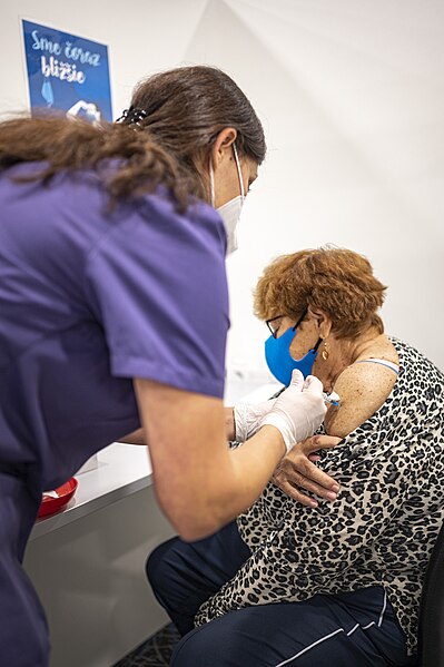 File:Elderly Slovak woman receiving her third Covid-19 vaccine 02.jpg