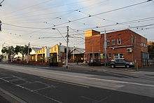 Essendon tram depot, viewed from the southern gate, 2013