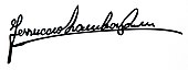 signature de Ferruccio Lamborghini