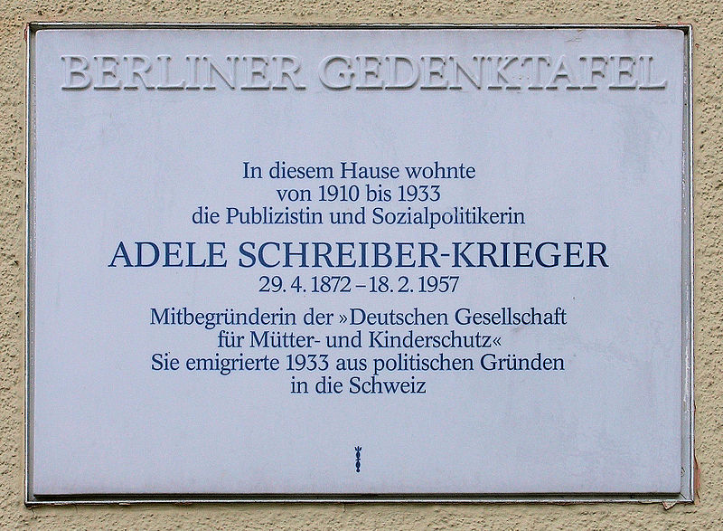 File:Gedenktafel Ahornallee 50 (West) Adele Schreiber-Krieger.jpg
