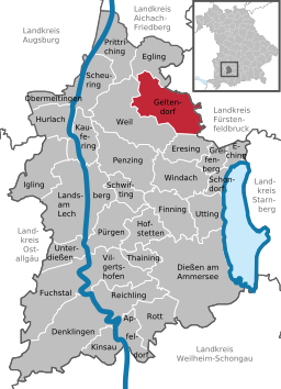 Läget för Geltendorf i Landkreis Landsberg am Lech