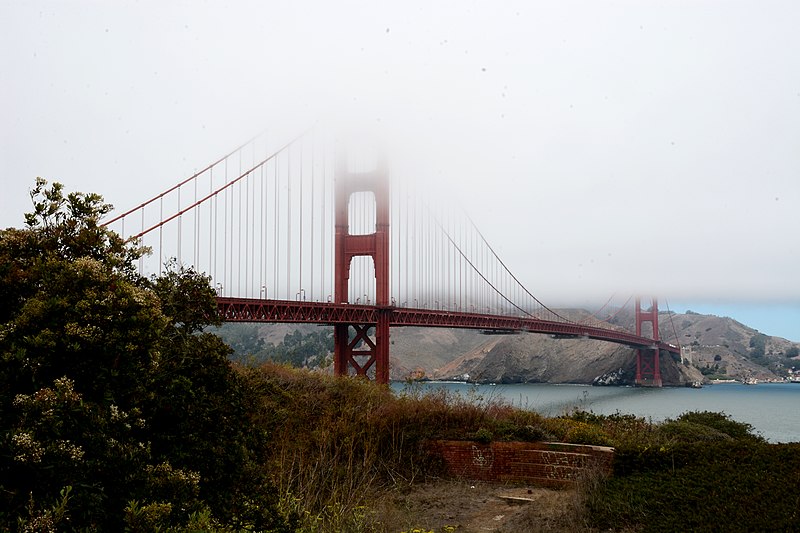 File:Golden Gate Bridge from the Presidio in fog (July 2022).JPG