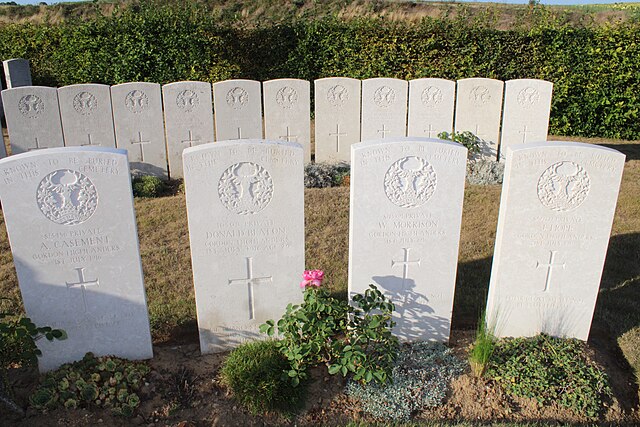 Soldiers of the Gordon Highlanders all fallen on 1 July 1916, the first day of the Battle of the Somme
