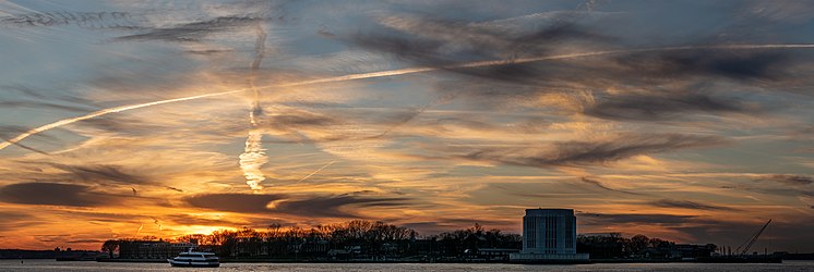 Sunset sky over Governors Island, NYC