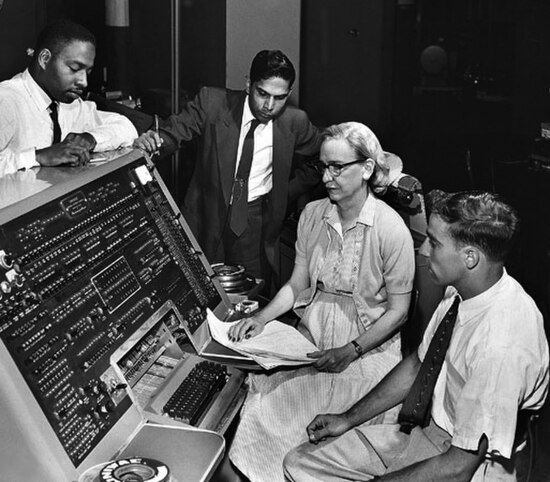 Hopper at the UNIVAC I console, c. 1960