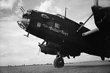 405 Squadron Halifax Ruhr Valley Express at RAF Pocklington. This aircraft was lost returning from a raid on Flensburg in October 1942