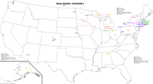 A map of all NCAA Division I men's hockey teams as of 2016. Hockey d1.png
