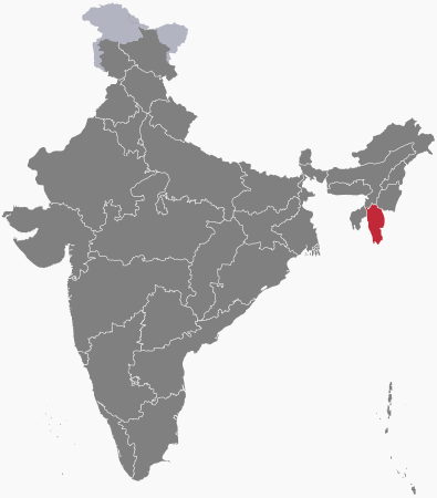 Situation du Mizoram sur une carte de l'Inde