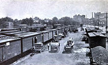 An icing and loading railroad platform, Norfolk, Virginia, c. 1900 Icing platform, Norfolk, Virginia.jpg