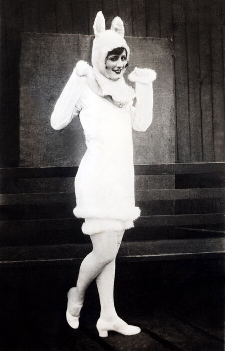 Dunne dressed as a rabbit for a Broadway show, mid-1920s