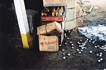A box of Flavor Aid found amongst other beverages at Jonestown Jonestown beverages.jpg