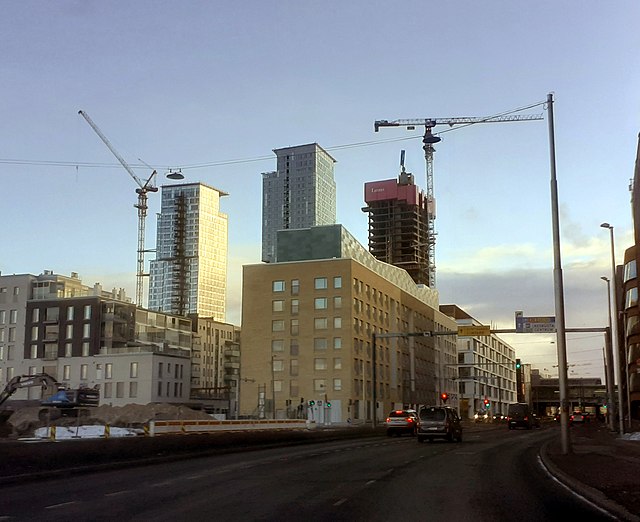Skyscrapers under construction in Kalasatama, Helsinki, Finland (2021)