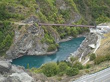 Kawarau Bridge Bungy, the world's first commercial bungy site. (A. J. Hackett Bungy Centre on the right)