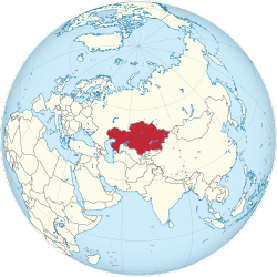 گلوب ۾ ڳاڙهي رنگ سان ڏيکاريل قزاخستان مڪانيت  قزاقستان  (red)