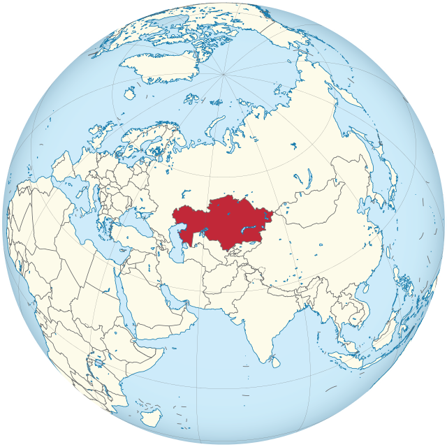 گلوب ۾ ڳاڙهي رنگ سان ڏيکاريل قزاخستانمڪانيت  قزاقستان  (red)
