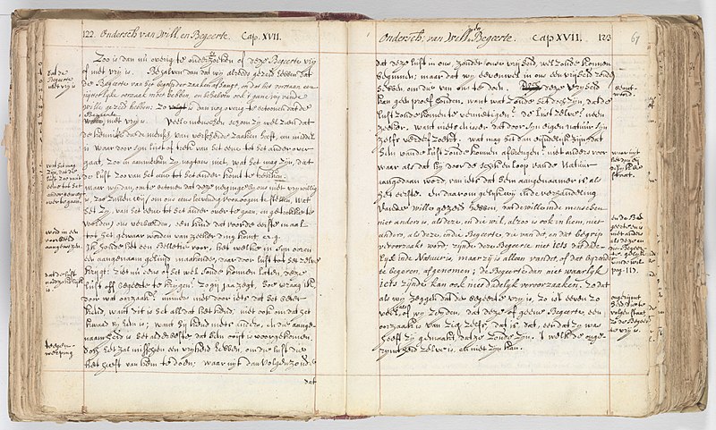 File:Korte verhandeling van God, de mensch, en deszelvs welstand - KB 75 G15 - folios 066v (left) and 067r (right).jpg