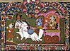 The setting of the Bhagavad Gita: Krishna and Arjuna at Kurukshetra, 18–19th century painting