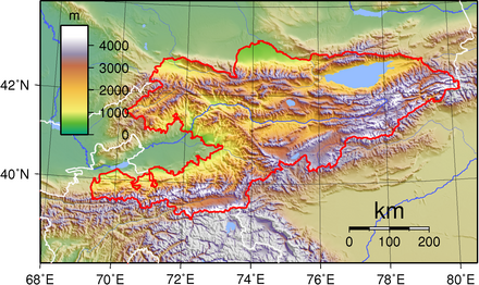 Outline Of Kyrgyzstan Wikipedia   440px Kyrgyzstan Topography 