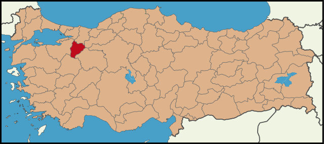 Localização da província de Bilecik na Turquia