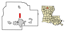 Lincoln Parish Louisiana Incorporated and Unincorporated areas Vienna Highlighted.svg