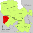 Расположение муниципалитета Бенахебер на карте провинции