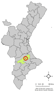 Localização do município de Montaverner na Comunidade Valenciana