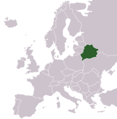 Location of Belarus in Europe