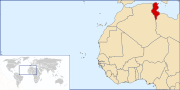 Un mapa mostrant la localització de Tunísia