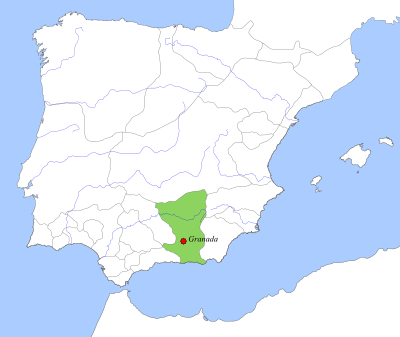 Map of the Taifa of Granada in the first half of the 11th century