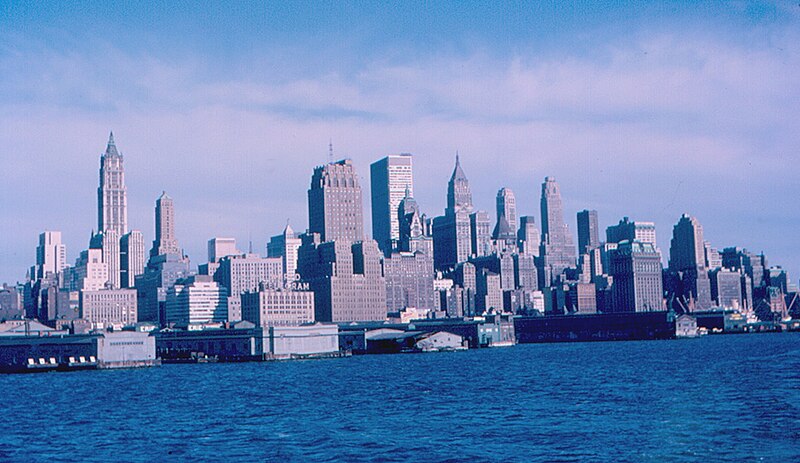 File:Lower Manhattan from Lackawanna Ferry (1964) (4604146040).jpg