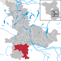 Läget för staden Luckau i Landkreis Dahme-Spreewald
