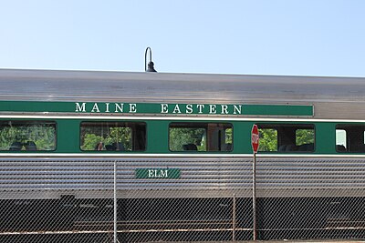 Maine Eastern Railroad train at the Amtrak station in Brunswick
