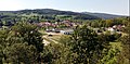 Čeština: Pohled na Malenice z vápencových skal nad Malenickou jeskyní, okres Strakonice, jižní Čechy. English: Malenice, south Bohemia, Czech Republic, as seen from the limestone rocks above Malenická Cave.