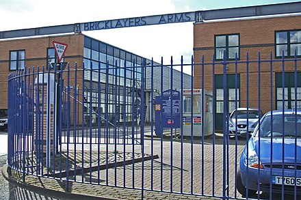 This sign in Mandela Way stands directly over the site of the main locomotive shed Mandela Way Distribution Centre.jpg