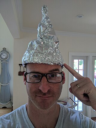 <span class="mw-page-title-main">Tin foil hat</span> Hat and stereotype for conspiracy theorists