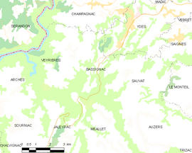 Mapa obce Bassignac