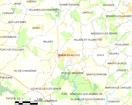 Mapa obce Semur-en-Auxois