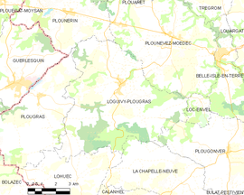 Mapa obce Loguivy-Plougras