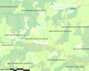 Poziția localității Saint-Privat-de-Vallongue