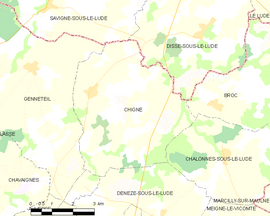 Mapa obce Chigné