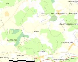 Mapa obce Hayes