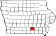 Harta statului Iowa indicând comitatul Monroe