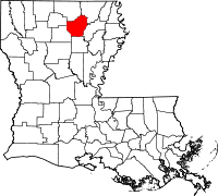 ワシタ郡の位置を示したルイジアナ州の地図