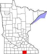 Map of Minnesota highlighting Freeborn County.svg