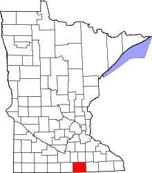 Harta e Freeborn County në Minnesota