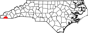 Map of North Carolina highlighting Clay County