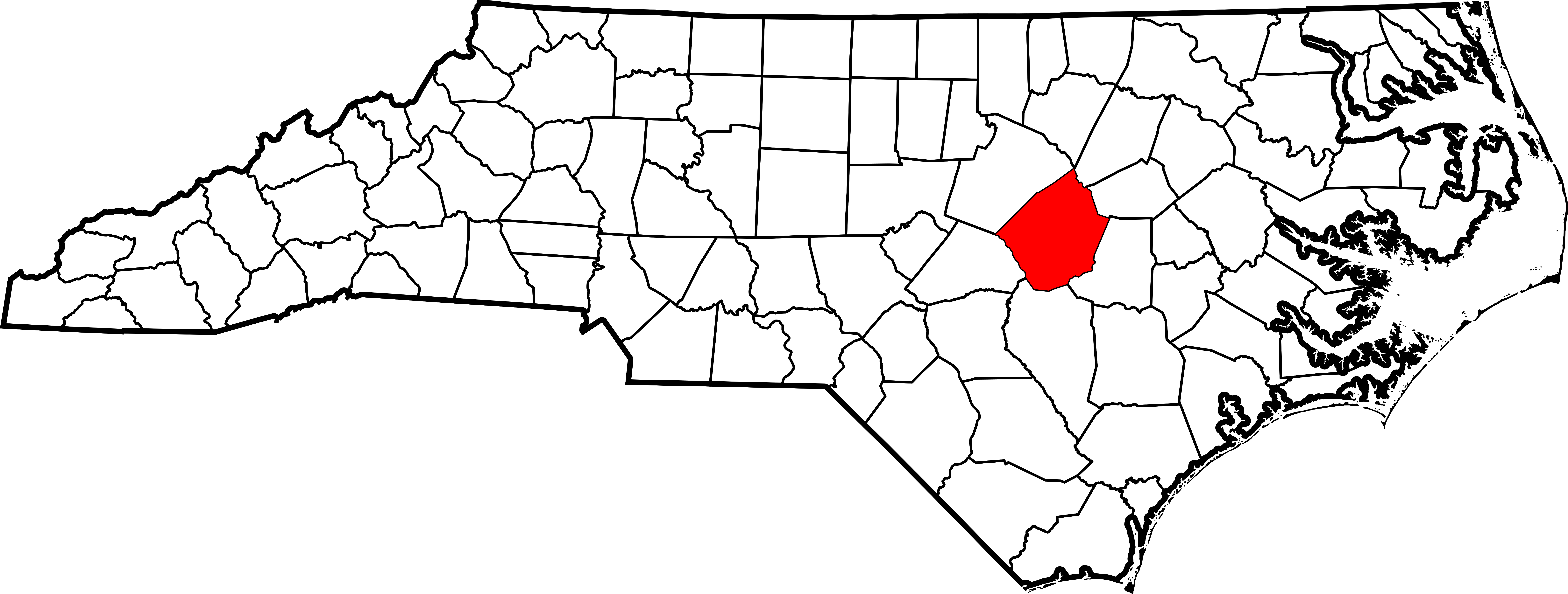 File Map Of North Carolina Highlighting Johnston County Svg