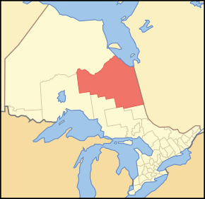 округ Кокран на провінційній мапі Онтаріо.